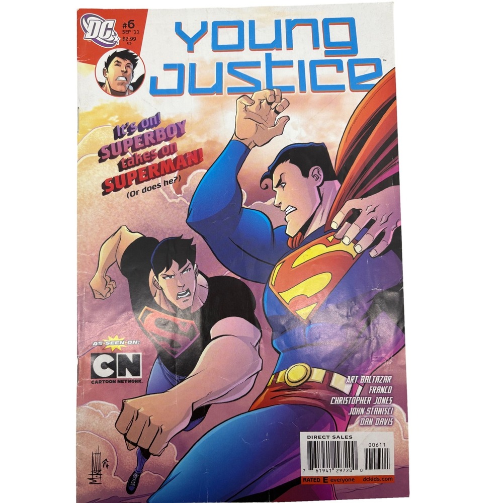 DC Young Justice #6 Comic Book September 2011 Superboy‎ vs Superman Cartoon